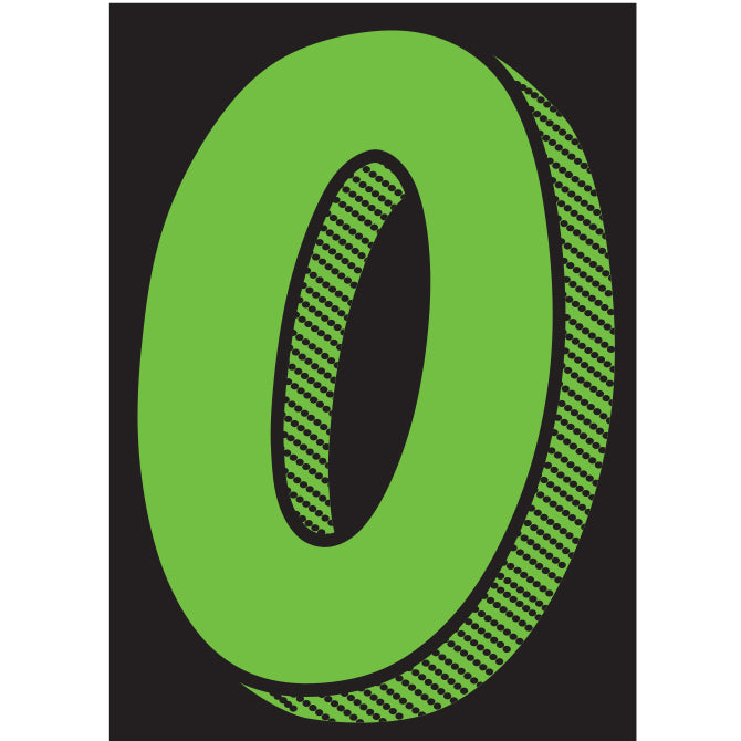 Window Sticker - 7 1/2" Fluor. Green/Black #0 - Qty. 12