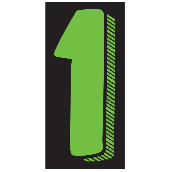 Window Sticker - 7 1/2" Fluor. Green/Black #1 - Qty. 12