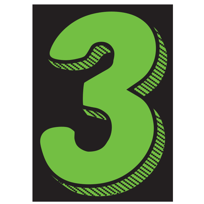 Window Sticker - 7 1/2" Fluor. Green/Black #3 - Qty. 12