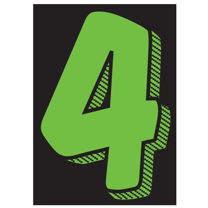 Window Sticker - 7 1/2" Fluor. Green/Black #4 - Qty. 12