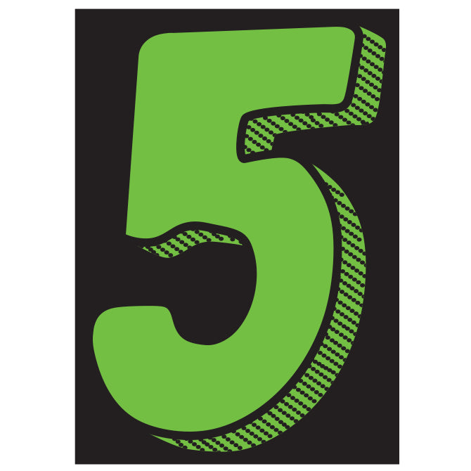 Window Sticker - 7 1/2" Fluor. Green/Black #5 - Qty. 12