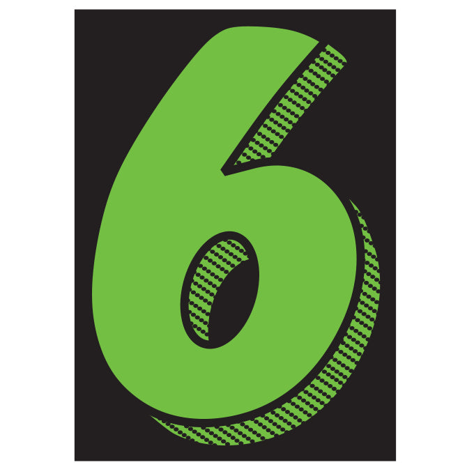 Window Sticker - 7 1/2" Fluor. Green/Black #6 - Qty. 12