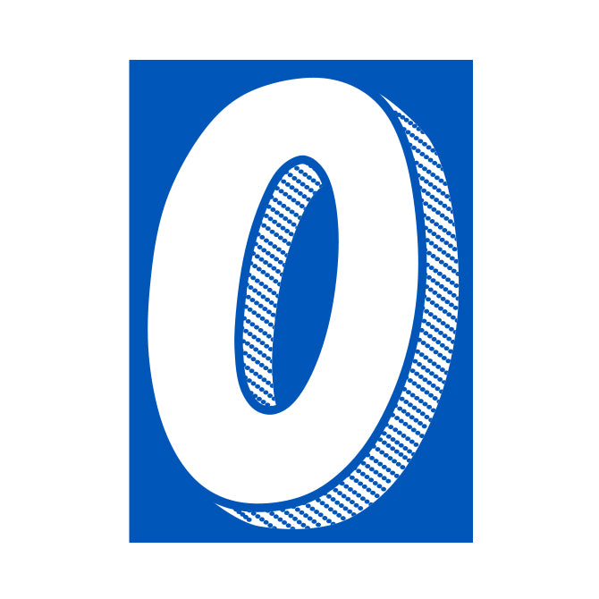 Window Sticker - 7 1/2" White/Blue #0 - Qty. 12