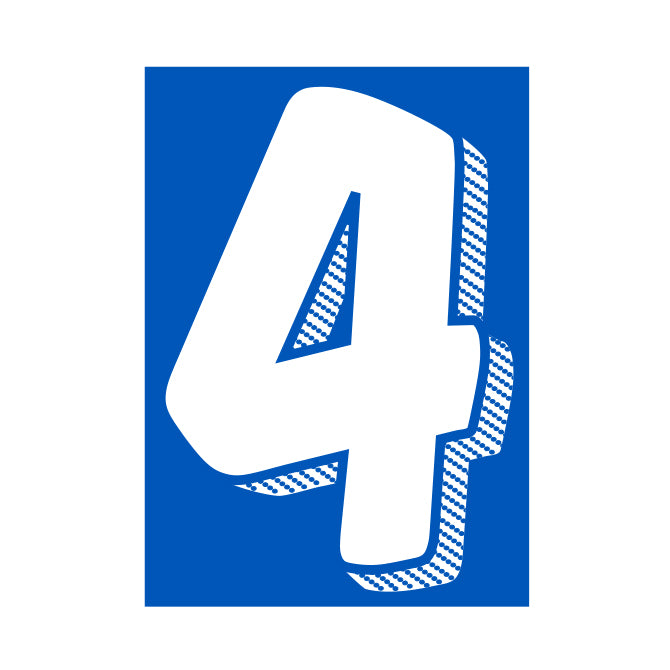 Window Sticker - 7 1/2" White/Blue #4 - Qty. 12