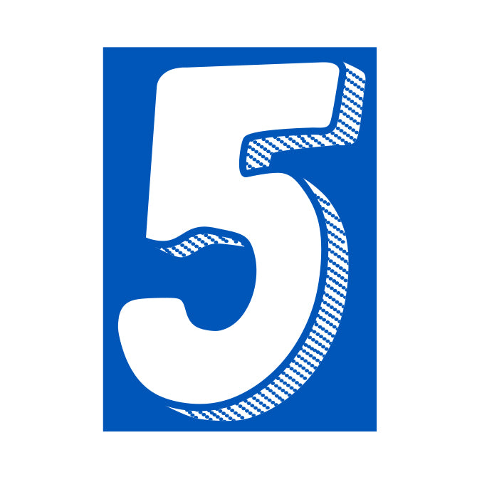 Window Sticker - 7 1/2" White/Blue #5 - Qty. 12