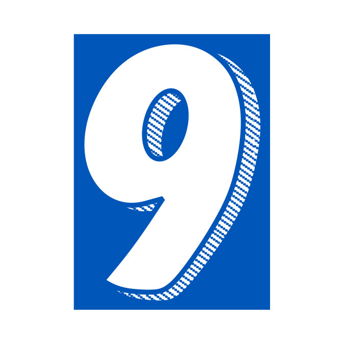 Window Sticker - 7 1/2" White/Blue #9 - Qty. 12