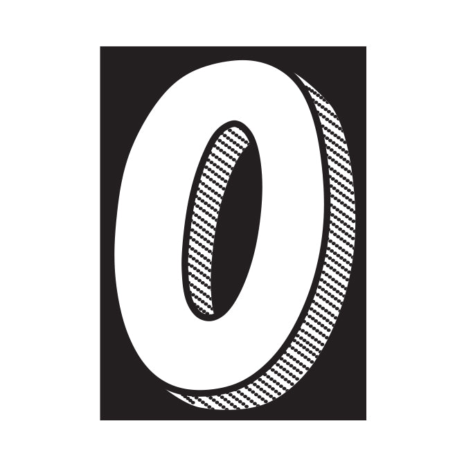 Window Sticker - 7 1/2" White/Black #0 - Qty. 12