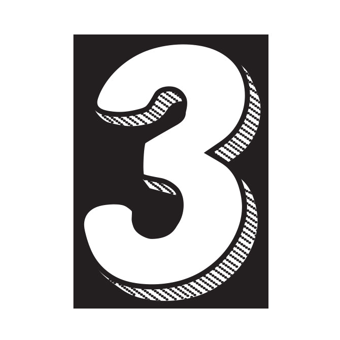 Window Sticker - 7 1/2" White/Black #3 - Qty. 12