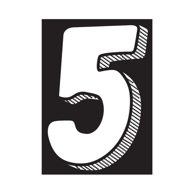 Window Sticker - 7 1/2" White/Black #5 - Qty. 12