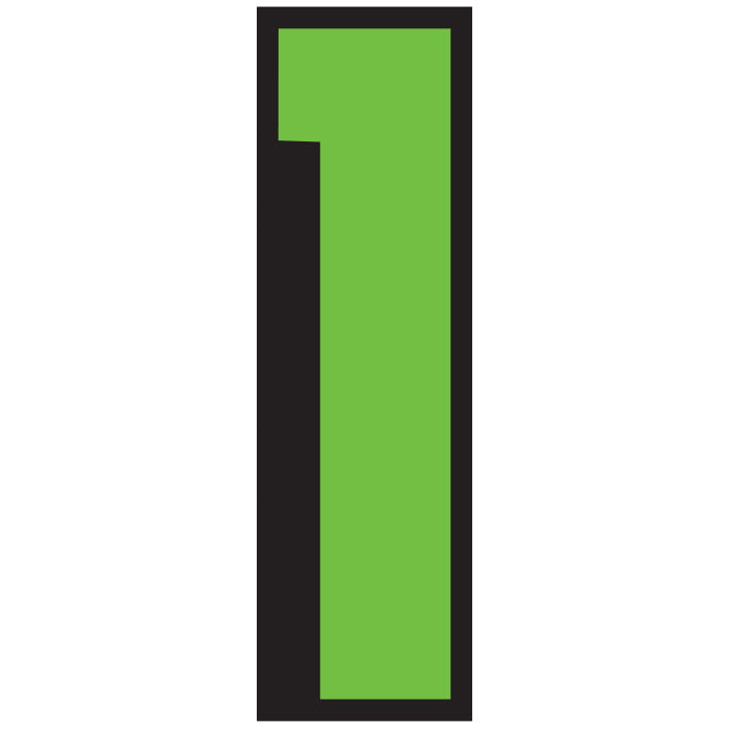 Window Sticker - 9 1/2" Fluor. Green/Black #1 - Qty. 12