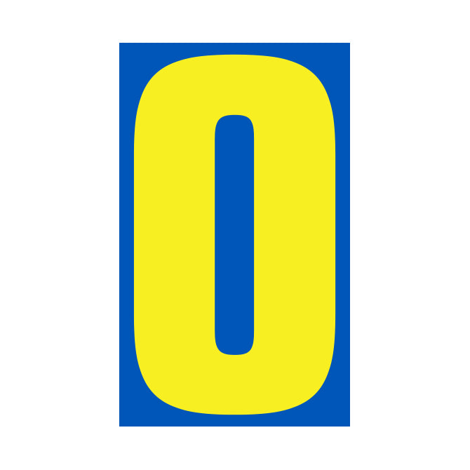 Window Sticker - 9 1/2" Blue/Yellow #0 - Qty. 12