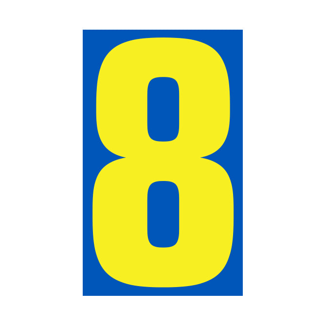 Window Sticker - 9 1/2" Blue/Yellow #8 - Qty. 12