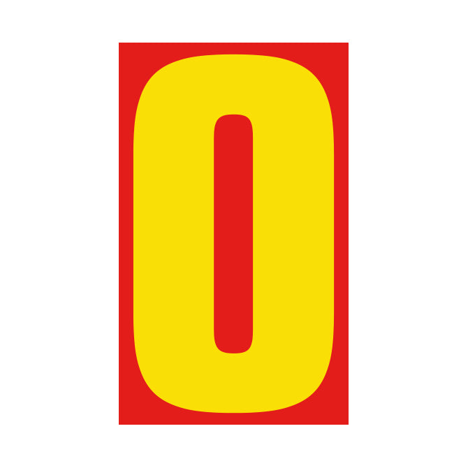 Window Sticker - 9 1/2" Red/Yellow #0 - Qty. 12