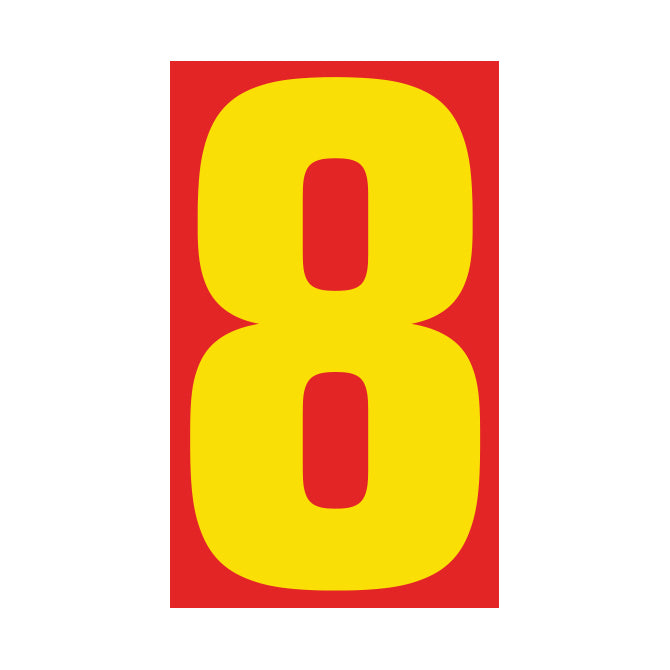 Window Sticker - 9 1/2" Red/Yellow #8 - Qty. 12