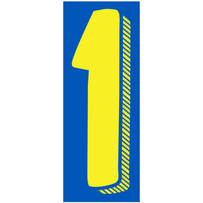 Window Sticker - 11 1/2" Blue/Yellow #1 - Qty. 12
