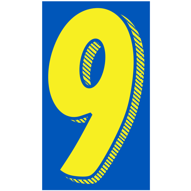 Window Sticker - 11 1/2" Blue/Yellow #9 - Qty. 12