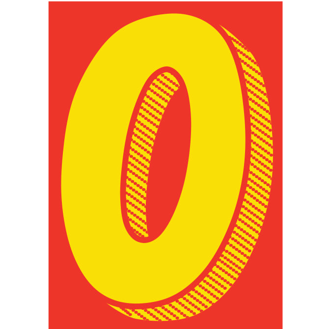 Window Sticker - 7 1/2" Yellow-Red #0 - Qty. 12