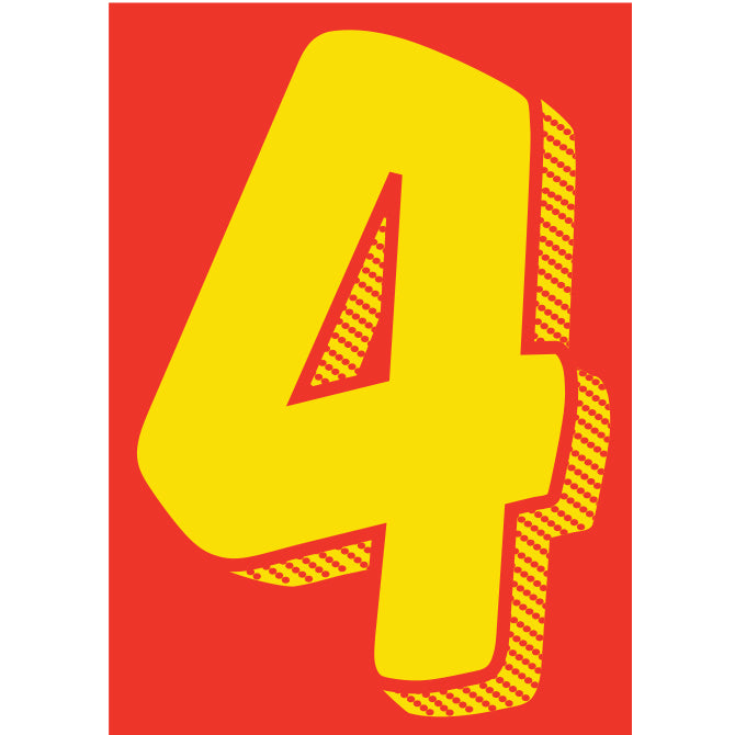 Window Sticker - 7 1/2" Yellow-Red #4 - Qty. 12