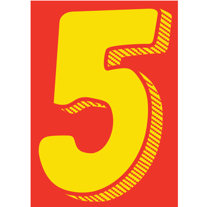 Window Sticker - 7 1/2" Yellow-Red #5 - Qty. 12