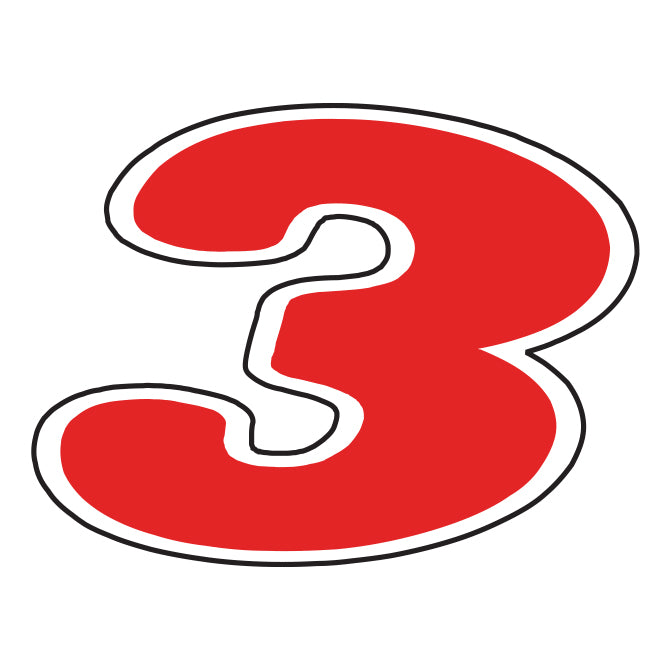 Window Sticker - Red & White Die Cut Numbers #3 - Qty. 12