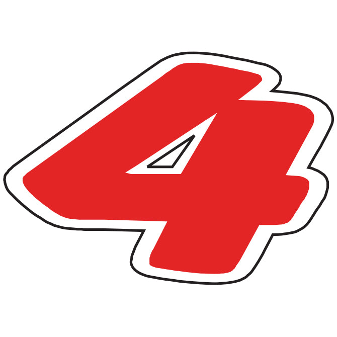 Window Sticker - Red & White Die Cut Numbers #4 - Qty. 12