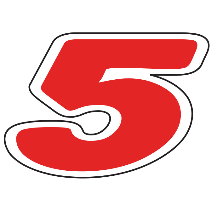 Window Sticker - Red & White Die Cut Numbers #5 - Qty. 12