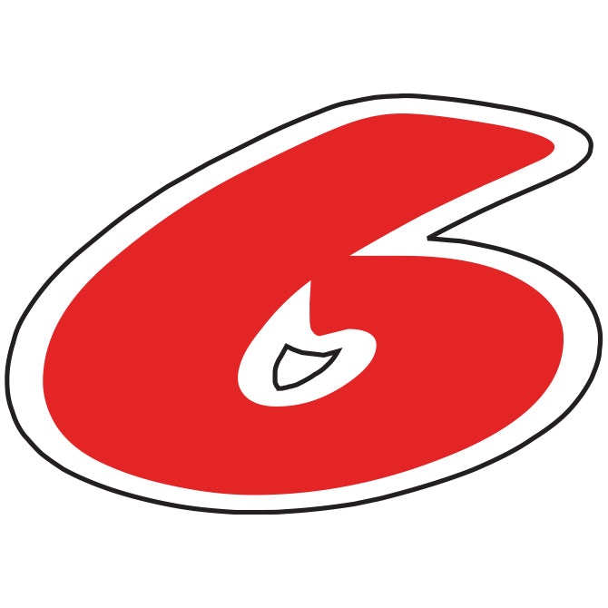 Window Sticker - Red & White Die Cut Numbers #6 - Qty. 12