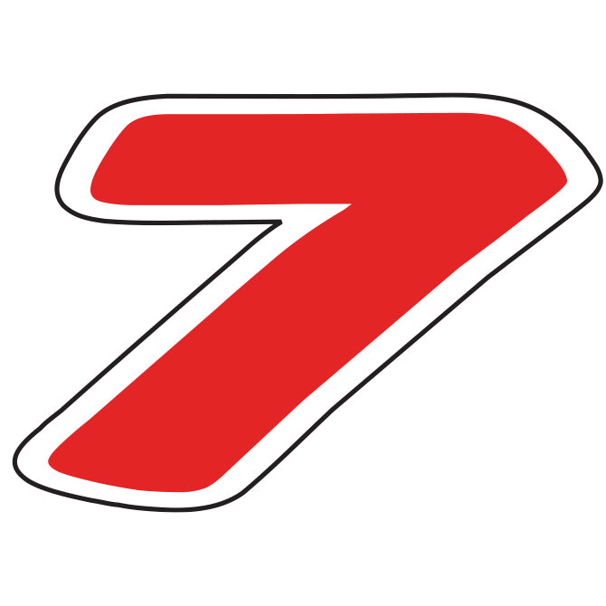 Window Sticker - Red & White Die Cut Numbers #7 - Qty. 12