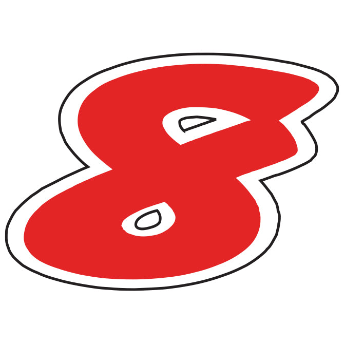 Window Sticker - Red & White Die Cut Numbers #8 - Qty. 12