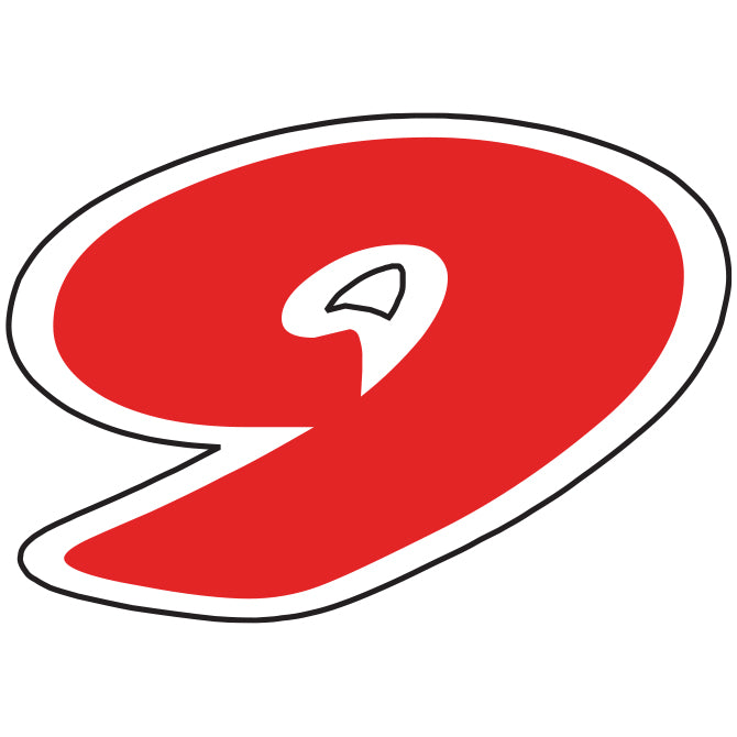 Window Sticker - Red & White Die Cut Numbers #9 - Qty. 12