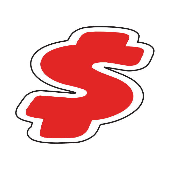 Window Sticker - Red & White Die Cut Numbers '$' - Qty. 12