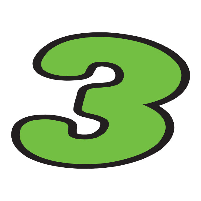 Window Sticker - Green & Black Die Cut Numbers #3 - Qty. 12