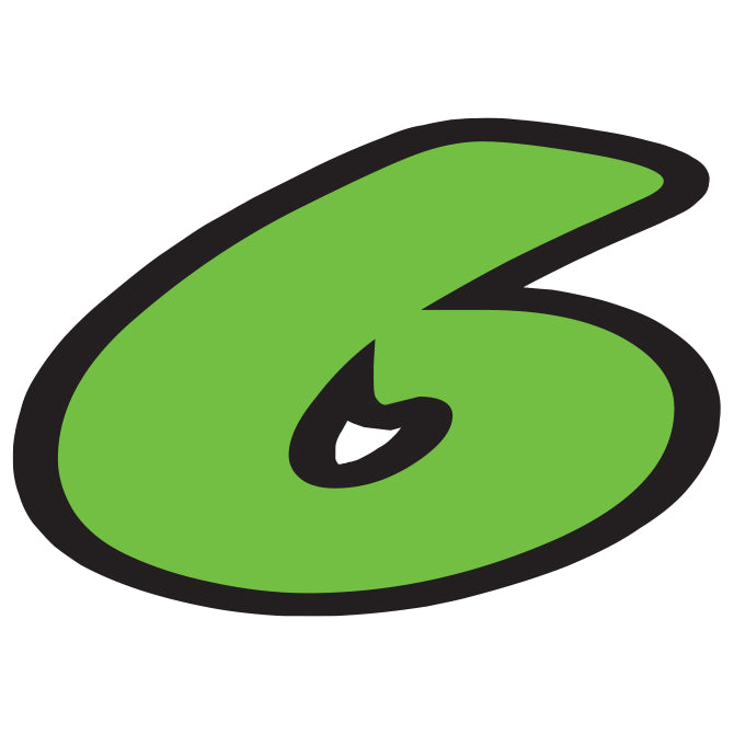 Window Sticker - Green & Black Die Cut Numbers #6 - Qty. 12
