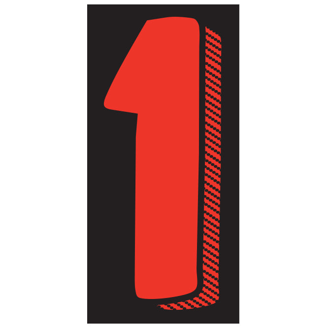 Window Sticker - 7 1/2" Red/Black #1 - Qty. 12