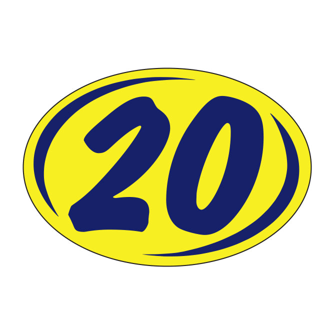 Window Sticker - Rounds - Blue on Yellow - 2020 - Qty. 12