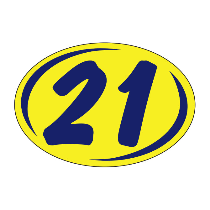 Window Sticker - Rounds - Blue on Yellow - 2021 - Qty. 12