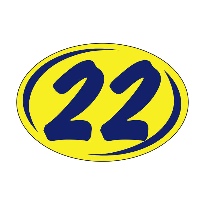Window Sticker - Rounds - Blue on Yellow - 2022 - Qty. 12