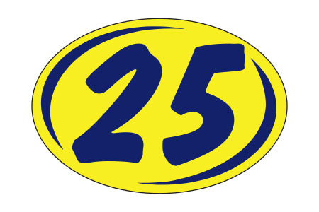 Window Sticker - Rounds - Blue on Yellow - 2025 - Qty. 12