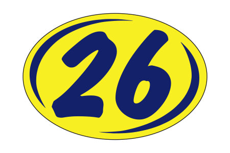 Window Sticker - Rounds - Blue on Yellow - 2026 - Qty. 12