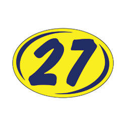 Window Sticker - Rounds - Blue on Yellow - 2027 - Qty. 12