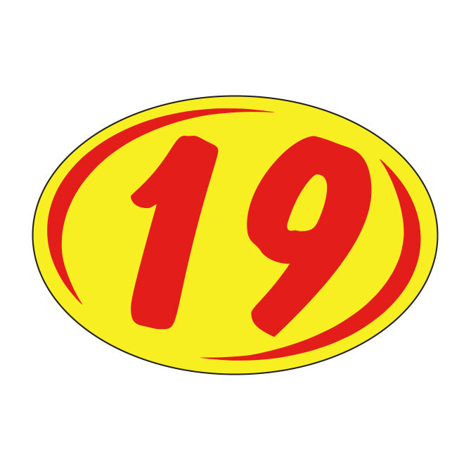 Window Sticker - Rounds - Red on Yellow - 2019 - Qty. 12