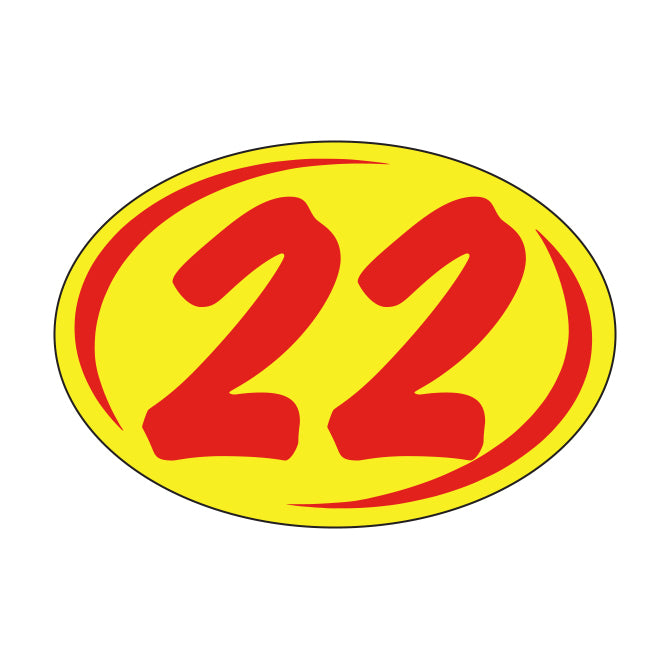 Window Sticker - Rounds - Red on Yellow - 2022 - Qty. 12