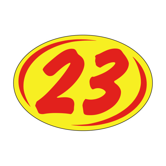 Window Sticker - Rounds - Red on Yellow - 2023 - Qty. 12