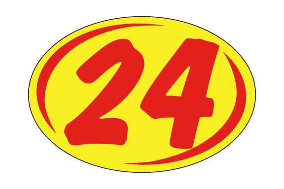 Window Sticker - Rounds - Red on Yellow - 2024 - Qty. 12