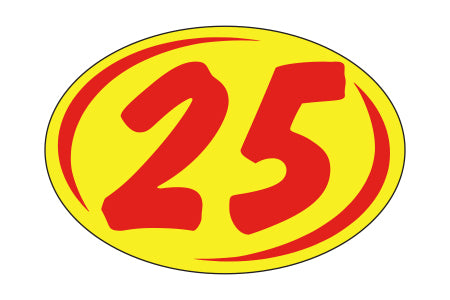 Window Sticker - Rounds - Red on Yellow - 2025 - Qty. 12