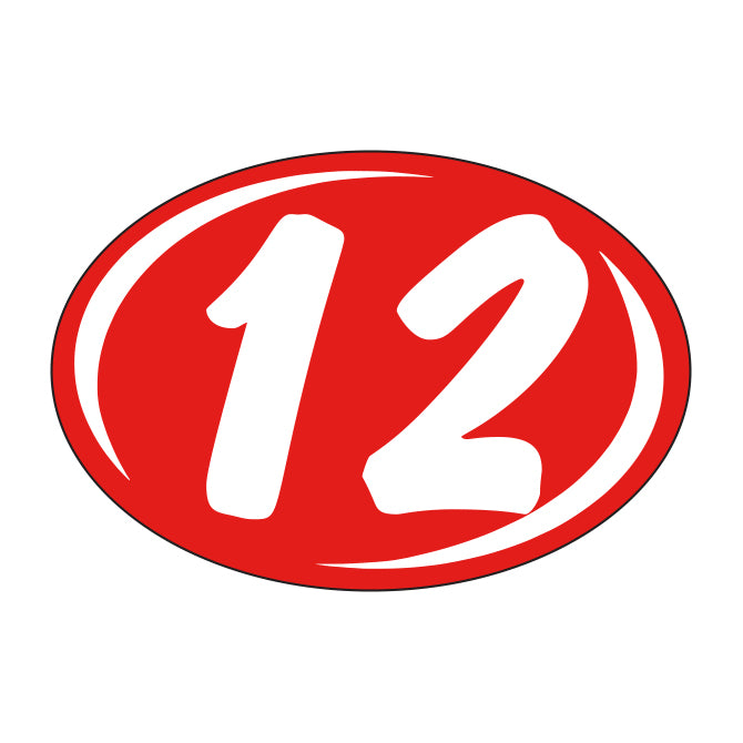 Window Sticker - Rounds - White on Red - 2012 - Qty. 12