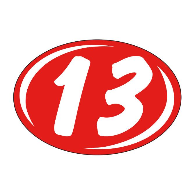 Window Sticker - Rounds - White on Red - 2013 - Qty. 12