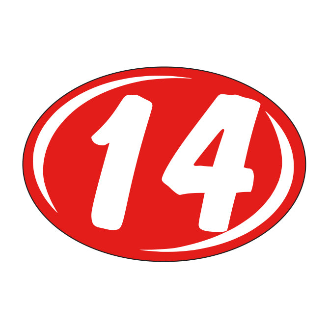 Window Sticker - Rounds - White on Red - 2014 - Qty. 12