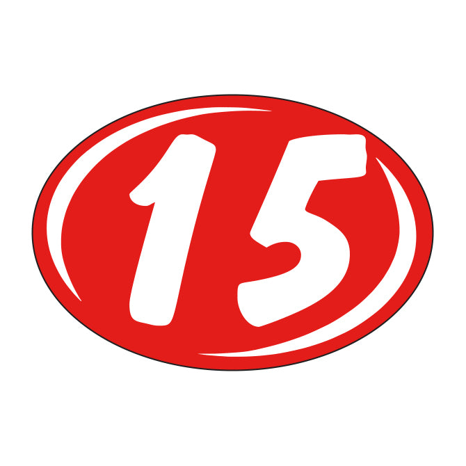 Window Sticker - Rounds - White on Red - 2015 - Qty. 12