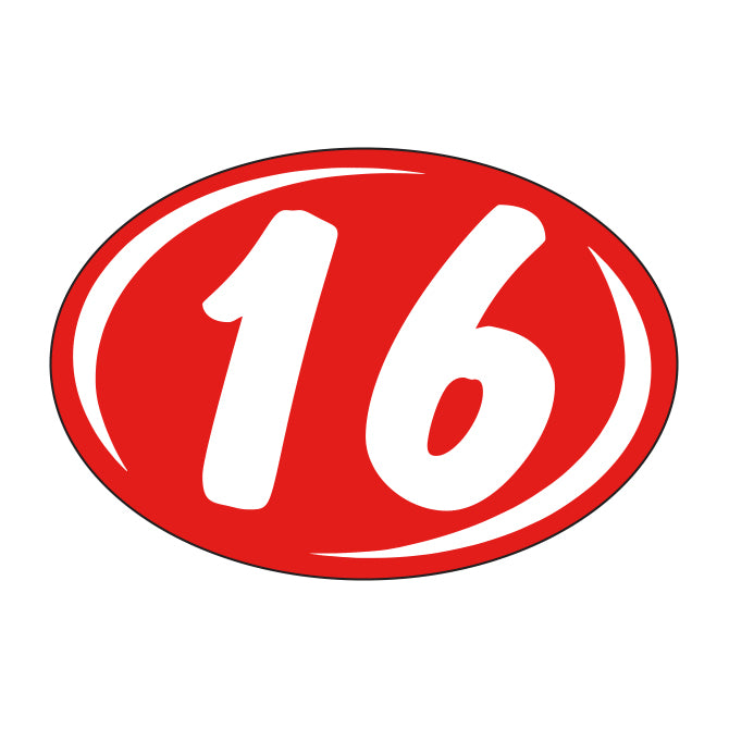 Window Sticker - Rounds - White on Red - 2016 - Qty. 12